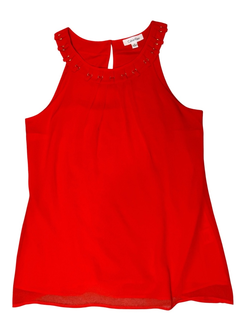 Calvin Klein Red Sleeveless Jewel-Neck Camisole